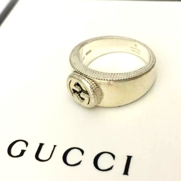 GUCCI INTERLOCKING G LOGO SILVER 925 RING G US/R1261